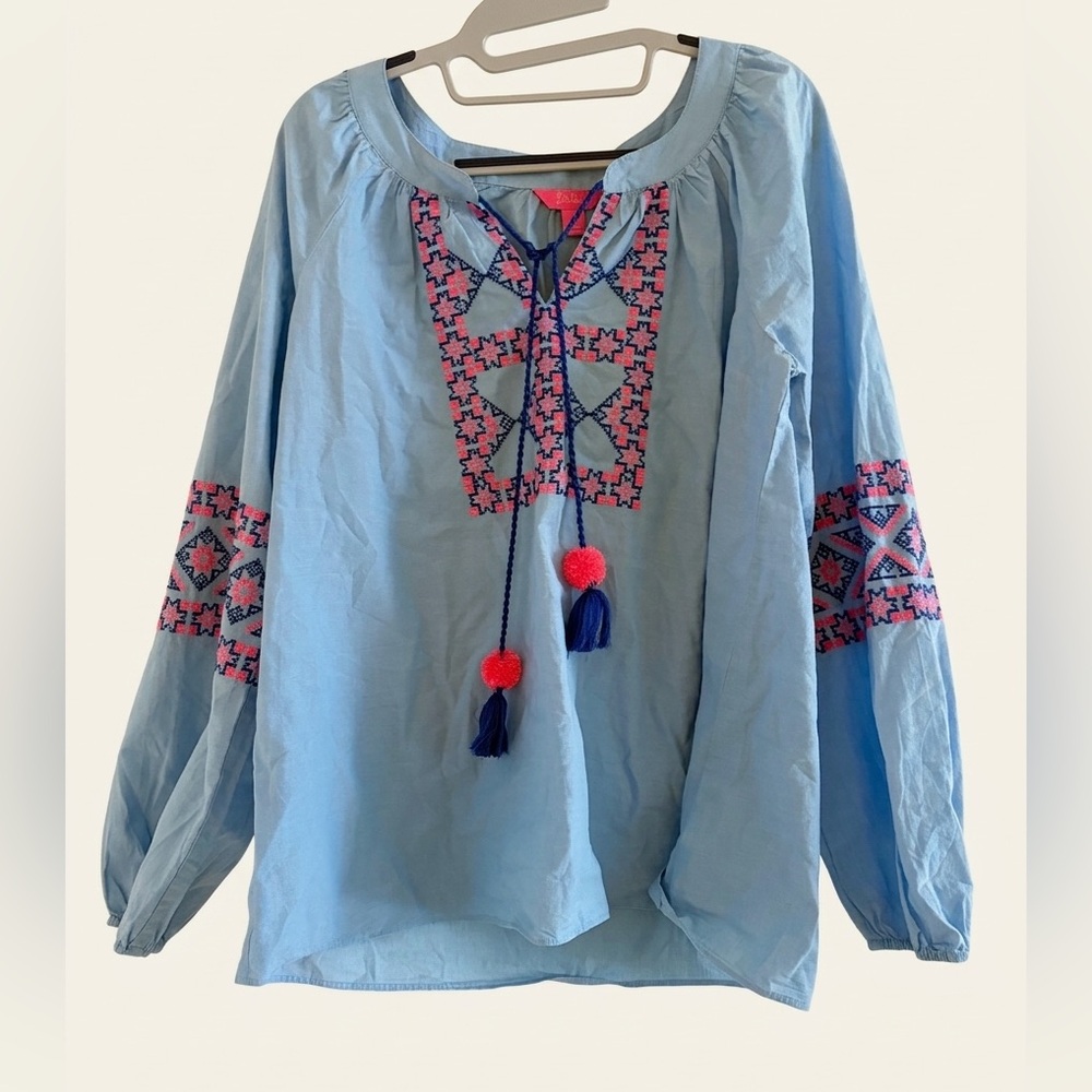 Lilly Pulitzer Cecile Top in Zanzibar Blue - Size Large